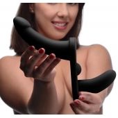 Черный вибрострапон Double Take 10X Double Penetration Vibrating Strap-on Harness - XR Brands - купить с доставкой в Якутске