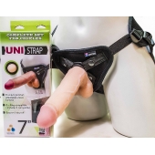 Страпон-унисекс с двумя насадками UNI strap 7  Harness - 19 и 16 см. - LOVETOY (А-Полимер) - купить с доставкой в Якутске