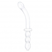 Изогнутый стеклянный фаллоимитатор 12’’ Girthy Ribbed G-Spot Glass Dildo With Handle Grip Double Ended - 30 см. - Glas