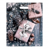 Новогодний пакет с принтом в виде подарков и вырубной ручкой (45х38 см) - Сима-Ленд - купить с доставкой в Якутске