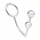 Кольцо на пенис с анальным стимулятором Two Bead Stainless Steel Anal Hook   Cock Ring - BlueLine - в Якутске купить с доставкой