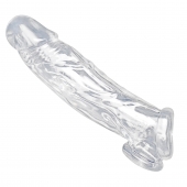 Прозрачная насадка для увеличения члена Realistic Clear Penis Enhancer and Ball Stretcher - 20,3 см. - XR Brands - в Якутске купить с доставкой