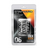 Прозрачная насадка с объёмными чёрточками STAY HARD COCK SLEEVE 06 CLEAR - Blush Novelties - в Якутске купить с доставкой