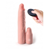 Телесная вибронасадка на член 3  Vibrating Mega X-tension with Remote - 22,9 см. - Pipedream - в Якутске купить с доставкой