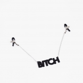 Зажимы на соски с кожаной подвеской Bitch - Crazy Handmade - купить с доставкой в Якутске