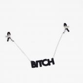 Зажимы на соски с кожаной подвеской Bitch - Crazy Handmade - купить с доставкой в Якутске