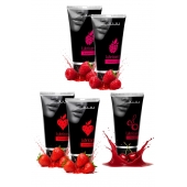 Набор из 5 съедобных лубрикантов JUJU (клубника х 2, малина х 2, вишня) - JuJu - купить с доставкой в Якутске
