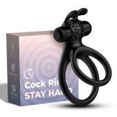 Черное эрекционное виброкольцо с подхватом мошонки Stay Hard - Boys of Toys - в Якутске купить с доставкой
