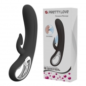 Черный вибратор-кролик Romance Massage - 24 см. - Baile купить в Якутске с доставкой в Orgasmix.ru Черный вибратор-кролик Romance Massage - 24 см. - Baile