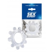 Прозрачное эрекционное кольцо со стимулирующими шариками - Sex Expert - в Якутске купить с доставкой