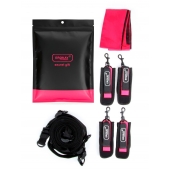 Черно-розовый эротический набор: фиксатор, оковы, наручники, повязка - Erokay - купить с доставкой в Якутске