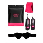 Черно-розовый эротический набор: маска, наручники и повязка - Erokay - купить с доставкой в Якутске