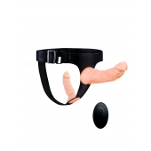 Женский страпон с 2 насадками, вибрацией и пультом ДУ - Erowoman-Eroman - купить с доставкой в Якутске