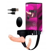 Женский страпон с 2 насадками, вибрацией и пультом ДУ - Erowoman-Eroman - купить с доставкой в Якутске