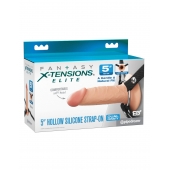 Телесный пустотелый фаллопротез 5’’ Hollow Silicone Strap-On - 14 см. - Pipedream - купить с доставкой в Якутске