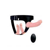 Женский страпон с 3 насадками и вибрацией - Erowoman-Eroman - купить с доставкой в Якутске