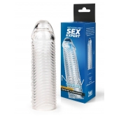 Прозрачная закрытая насадка на пенис с ребрышками - 16 см. - Sex Expert - в Якутске купить с доставкой