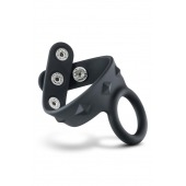 Черное эрекционное кольцо с подхватом мошонки на кнопках VS6 - Blush Novelties - в Якутске купить с доставкой