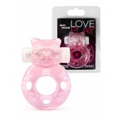 Розовое эрекционное виброкольцо в форме мишки - 1137 - в Якутске купить с доставкой