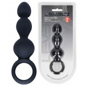 Черная анальная елочка Beaded Silicone Anal Probe with Loop - Shots Media BV