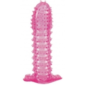 Гелевая розовая насадка с шипами - 12 см. - Toyfa Basic - в Якутске купить с доставкой