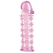 Гелевая розовая насадка на фаллос с шипами - 12 см. - Toyfa Basic - в Якутске купить с доставкой