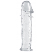 Гладкая прозрачная насадка с усиками под головкой - 12,5 см. - Toyfa Basic - в Якутске купить с доставкой