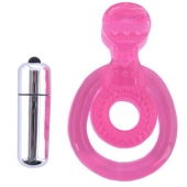 Розовая вибронасадка со стимулятор клитора   Язычок - Toyfa Basic - в Якутске купить с доставкой