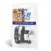 Утяжка на пенис на замочке Duo Cock And Ball Lock - BlueLine - купить с доставкой в Якутске