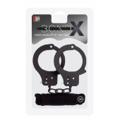 Чёрные наручники из листового металла в комплекте с веревкой BONDX METAL CUFFS LOVE ROPE SET - Dream Toys - купить с доставкой в Якутске