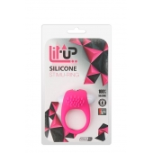 Розовое эрекционное кольцо с щеточкой LIT-UP SILICONE STIMU RING 5 - Dream Toys - в Якутске купить с доставкой