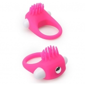 Розовое эрекционное кольцо с щеточкой LIT-UP SILICONE STIMU RING 5 - Dream Toys - в Якутске купить с доставкой