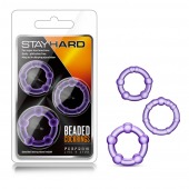Набор из 3 фиолетовых эрекционных колец Stay Hard Beaded Cockrings - Blush Novelties - в Якутске купить с доставкой