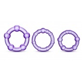 Набор из 3 фиолетовых эрекционных колец Stay Hard Beaded Cockrings - Blush Novelties - в Якутске купить с доставкой