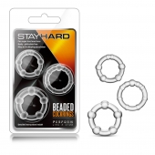 Набор из 3 прозрачных эрекционных колец Stay Hard Beaded Cockrings - Blush Novelties - в Якутске купить с доставкой