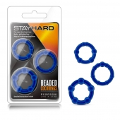 Набор из 3 синих эрекционных колец Stay Hard Beaded Cockrings - Blush Novelties - в Якутске купить с доставкой