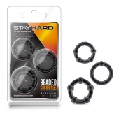 Набор из 3 чёрных эрекционных колец Stay Hard Beaded Cockrings - Blush Novelties - в Якутске купить с доставкой