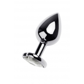 Серебристая анальная пробка с прозрачным кристаллом-сердцем - 8 см. - ToyFa - купить с доставкой в Якутске