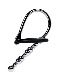 Серебристый уретральный плаг-бусины TOYFA Metal с мягким фиксириющим кольцом - ToyFa - купить с доставкой в Якутске