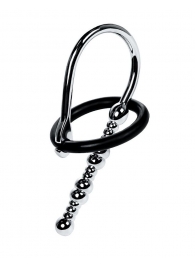 Серебристый уретральный плаг-бусины TOYFA Metal с мягким фиксириющим кольцом - ToyFa - купить с доставкой в Якутске