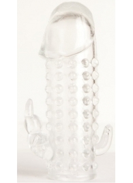 Гелевая прозрачная насадка с 2 отростками - 13 см. - Toyfa Basic - в Якутске купить с доставкой