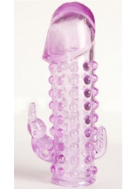 Закрытая фиолетовая насадка с 2 отростками - 13 см. - Toyfa Basic - в Якутске купить с доставкой