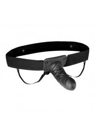 Чёрный полый страпон с вибрацией Unisex Vibrating Hollow Strap-On - 14 см. - Lux Fetish - купить с доставкой в Якутске