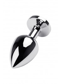 Серебристая коническая анальная пробка с красным кристаллом - 8 см. - ToyFa - купить с доставкой в Якутске