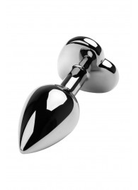 Серебристая коническая анальная пробка с красным кристаллом-сердечком - 7 см. - ToyFa - купить с доставкой в Якутске