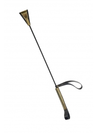 Черно-золотистый стек с хлопушкой из кожи - 62 см. - Sitabella - купить с доставкой в Якутске Черно-золотистый стек с хлопушкой из кожи - 62 см. - Sitabella - купить с доставкой в Якутске