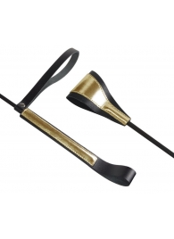 Черно-золотистый стек с хлопушкой из кожи - 62 см. - Sitabella - купить с доставкой в Якутске Черно-золотистый стек с хлопушкой из кожи - 62 см. - Sitabella - купить с доставкой в Якутске