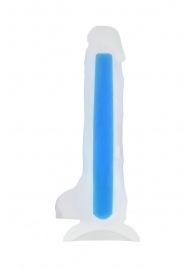 Прозрачно-синий фаллоимитатор, светящийся в темноте, Steve Glow - 20 см. - ToyFa купить с доставкой в интернет-магазине Orgasmix в Якутске Прозрачно-синий фаллоимитатор, светящийся в темноте, Steve Glow - 20 см. - ToyFa