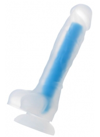 Прозрачно-синий фаллоимитатор, светящийся в темноте, Steve Glow - 20 см. - ToyFa купить с доставкой в интернет-магазине Orgasmix в Якутске Прозрачно-синий фаллоимитатор, светящийся в темноте, Steve Glow - 20 см. - ToyFa