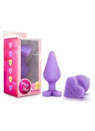 Фиолетовая анальная пробка Naughty Candy Heart Do Me Now - 8,9 см. - Blush Novelties - купить с доставкой в Якутске